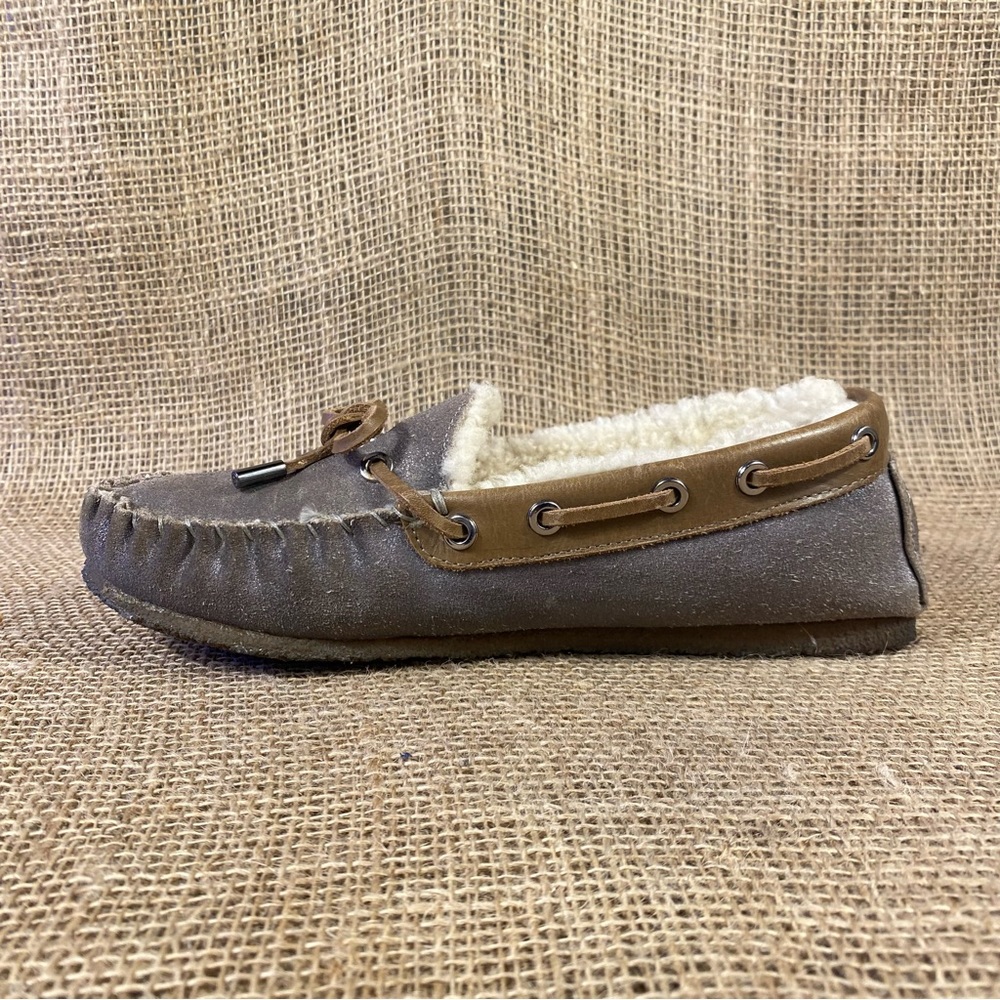 Tory Burch sandals shoes slip-on moccasins leather shearling Rare 6 M - Picture 4 of 12